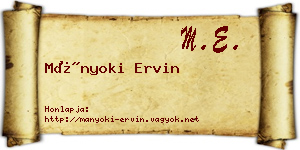 Mányoki Ervin névjegykártya