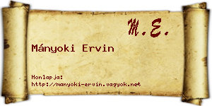 Mányoki Ervin névjegykártya